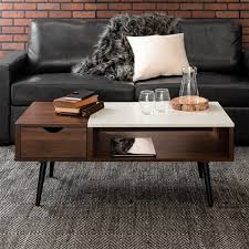 Despite its small size, its top can support up to 100 pounds. Walker Edison Wood And Faux Marble Coffee Table 42 In Dark Walnut Lwf42jmmbdw Rona