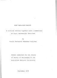 Koleksi bahan terbitan jabatan yang lain: Adat Raja Raja Melayu A Critical Edition Together With A Commentary On Court Ceremonials Described