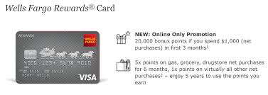 Upon approval, your funds will be transferred from the deposit account to fund the credit line. Wells Fargo Rewards Card 20 000 Bonus Points 5x Points On Selected Categories