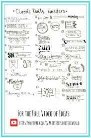 Daily Header Bullet Journal Ideas Simple Classic Designs Journal Bullet Journal Headers Travel Journal