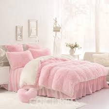 Vivilinen Solid Pink And Creamy White Color Blocking Fluffy 4 Piece Bedding Sets Duvet Cover 13096232 Eric Pink Bedrooms Pink Bedroom Decor Bed Linens Luxury
