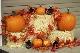 Outside Decorations Pumpkins Trader Joes Hay Bales And Leaves Michaels Mini Lanterns And El Fall Thanksgiving Decor Fall Decorations Porch Fall Yard Decor