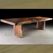 Acacia Solid Wood Slab Dining Table Natural Live Edge Sustainable Suar Wood Furniture Teak Garden Wood Slab Dining Table Slab Dining Tables Pedestal Table