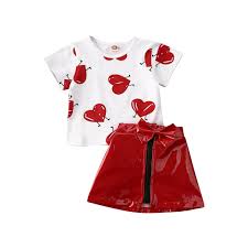 Valentines gifts for her from cute valentine's day clothes from valentines's day shirts and dresses. Ma Baby Toddler Kid Baby Girl Top Skirt Valentine S Day Outfits Clothes Set Walmart Com Walmart Com