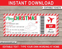 Christmas Gift Plane Ticket Surprise Trip Getaway Holiday Instant Download Christmas Gift Certificate Template Gift Certificate Template Surprise Trip Reveal