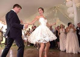 Bride Changes Into Second Short Gown Photography Jamie Levine Photography Read More Bride Reception Dresses Sparkly Reception Dress Reception Dress Short