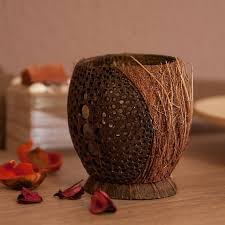 Candle Bowl Best Gift Art Wood Carving Coconut Shell Coconut Shell Crafts Tea Candles Shell Crafts