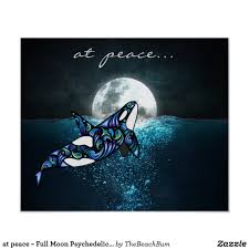 At Peace Full Moon Psychedelic Trippy Orca Whale Poster Zazzle Com In 2020 Psychedelic Trippy Psychedelic Trippy