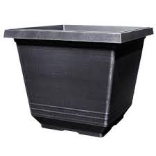 12 In Torino Square Silver Plastic Planter Sd333h Si The Home Depot Square Planters Plastic Planter Plastic Planters