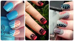 3 More Easy Striping Tape Nail Art Designs Nail Art For Beginners Ar Tape Nail Art Nail Art Stripes Simple Nail Designs
