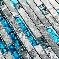 X 10 mm marble linear mosaic floor and wall tile (1 sq. Glass And Marble Backsplash Tile Teal Blue Gray Etsy