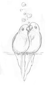 What To Draw When Bored Two Parrots Sitting Next To Each Other On A Branch Black And White Pencil Sketch In 2020 Bird Drawings Bird Pencil Drawing Bird Sketch