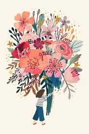 Hope Grace And Courage Floral Illustrations Flower Illustration Floral Art