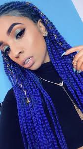 Black And Blue Braids Hairstyles Blue Hair Tribal Braids Mickeymick Box Braids Hairstyles Hair Styles Braided Hairstyles For Black Women Cornrows