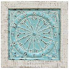 Blue Framed Medallion Wall Decor 12 X 12 In Medallion Wall Art Tin Wall Decor Blue Wall Art