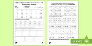 This worksheet includes many graphical questions that help students to visualize the concept. Fractions Decimals And Percentages Table Worksheet