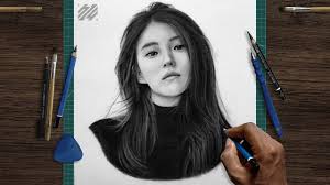 Sketsa Pensil Sketsa Wajah Han So Hee Drawing Step By Step Freehand Youtube