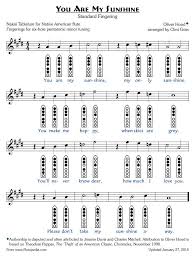 You Are My Sunshine Standard Fingerings Six Hole Pentatonic Minor Native American Flute Music Native American Flute Flute Sheet Music