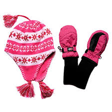 Snowstoppers Kids Nylon Mittens And Sherpa Knit Hat Sets