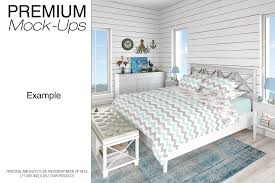 Bedding Set Coastal Style Mockup Free Psd Coastal Style Beach Bedroom Decor