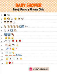Maybe you would like to learn more about one of these? Free Printable Baby Shower Emoji Quiz In Orange Color Free Baby Shower Printables Free Printable Baby Shower Games Nursery Rhyme Baby Shower