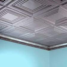 Easy to clean and hygienic, tiles are the perfect choice for kitchens. Fasade Traditional Style 3 2 Ft X 4 Ft Glue Up Pvc Ceiling Tile In Argent Silver G52 09 The Home Depot Ceiling Tile Pvc Ceiling Tiles Farmhouse Kitchen Inspiration