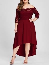 Plus Size Lace Off Shoulder Flare Dress