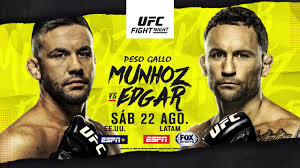 Find the latest ufc event schedule, watch information, fight cards, start times, and broadcast details. Ufc Fight Night Munhoz Vs Edgar Fightevents De