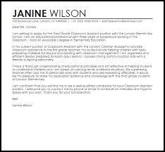 Classroom Assistant Cover Letter Sample Cover Letter Templates Examples