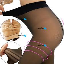 Universal insulated tights Leggiengs On Wool PW-109 with the effect of  nylon with an overstated high waist, womens tights with fur Black