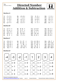 negative number worksheets teaching ideas
