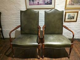 Details About Pair Of Antique Gooseneck Leather Chairs Leather Chair Chair Danish Modern Dining Chair