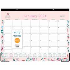 Check out each calendar?s specifications for an exact size. Blue Sky Breast Cancer Awareness Desk Pad