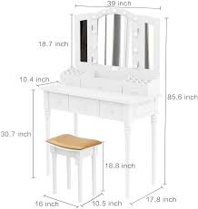 5 out of 5 stars. Suninhome Dressing Table Vanity Set Multifunctional Makeup Table With Stool Large Storage Vanity With Big Mirror Waterproof Led Light Bulbs And A Socket White Furniture Vanities Vanity Benches