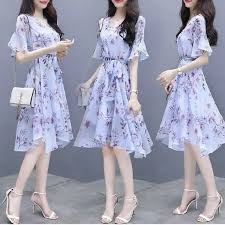 Váy hoa dự tiệc - Đầm hoa voan công sở, đi chơi Dáng Xoè Dễ Thương - Váy dự  tiệc [TANGO SHOP]