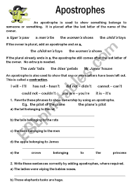 • the man's coat got soaking wet in the rain. Apostrophes Esl Worksheet By Vp York