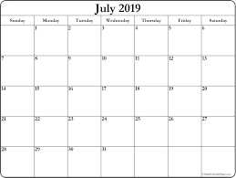 July 2019 Blank Calendar Templates Monthly Calendar Printable Printable Blank Calendar Blank Calendar Pages