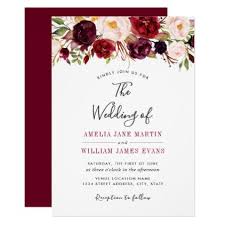 Elegant Burgundy Red Floral Wedding Invitation Zazzle Com Floral Wedding Invitations Wedding Invitations Floral Wedding