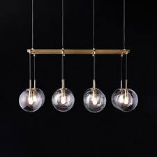 Antiqued Brass 6 8 10 Light Led Linear Pendant Light Dining Room Bar Counter High Brightness Globe Led Chandeliers With Clear Glass Shade 3 Sizes Pendant Lighting Dining Room Linear Pendant Light Pendant Light