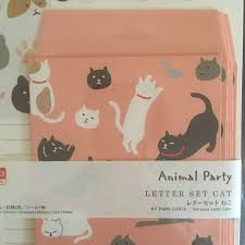 Very Cute Cat Letter Set Perfect For Writing Letters The Old Fashioned Way Japanese Design Letter Set Lettering Japanese Design