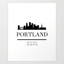 Black And White City Skyline Portland Arizona Black Silhouette Skyline Art Skyline Art City Skyline Art Black Silhouette