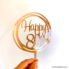 90,90th, ninety, birthday cake topper, anniversary topper, mirror, acrylic Home Kitchen Cake Toppers All About Details Gold Happy 80th Birthday Cake Topper