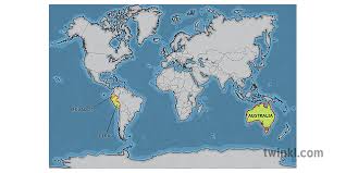 This page provides a complete overview of ecuador maps. World Map With Peru Ecuador And Australia Maps Geography Ks2 Illustration