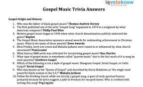 Did you know these fun facts and interesting bits of information? Gospel Music Trivia Questions Lovetoknow