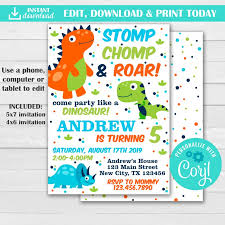 Printable dinosaur invitations are perfect for a dinosaur themed birthday party. Dinosaur Birthday Invitations Edit Print Templates Corjl