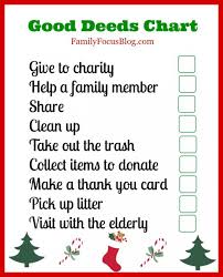 A Good Deeds Chart For Kids To Help Celebrate National