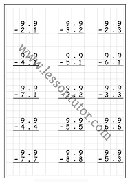 decimal subtraction no regrouping 5 worksheets fourth grade lesson tutor