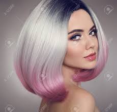 Blonde pink ombre short hair. Colored Ombre Bob Hair Extensions Beauty Makeup Attractive Model Girl Blonde With Short Pink Hairstyle Isolated On Gray Background Closeup Woman Portrait Stock Photo Picture And Royalty Free Image Image 95883561