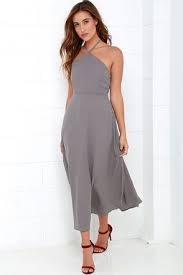 Calligraphy Class Grey Halter Midi Dress Halter Midi Dress Grey Midi Dress Cocktail Dress Classy