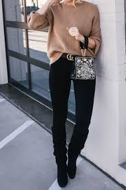 Instead of wearing a black boots, you can try pair the black skinny pants with brown knee high boots. Elevated Basics For Fall Winter The Style Scribe